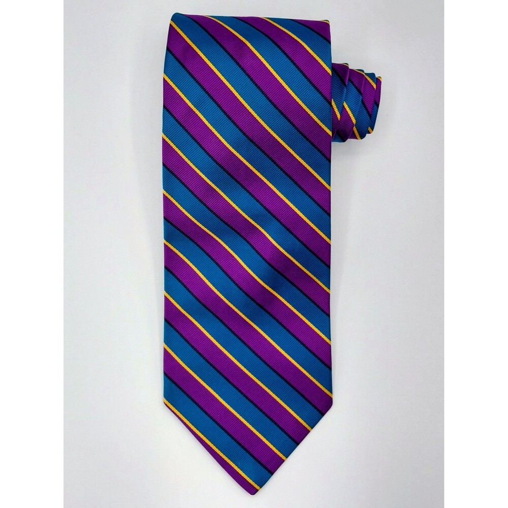 Jos A Bank 100% Silk Repp Men's Necktie Striped Made in Italy Preppy